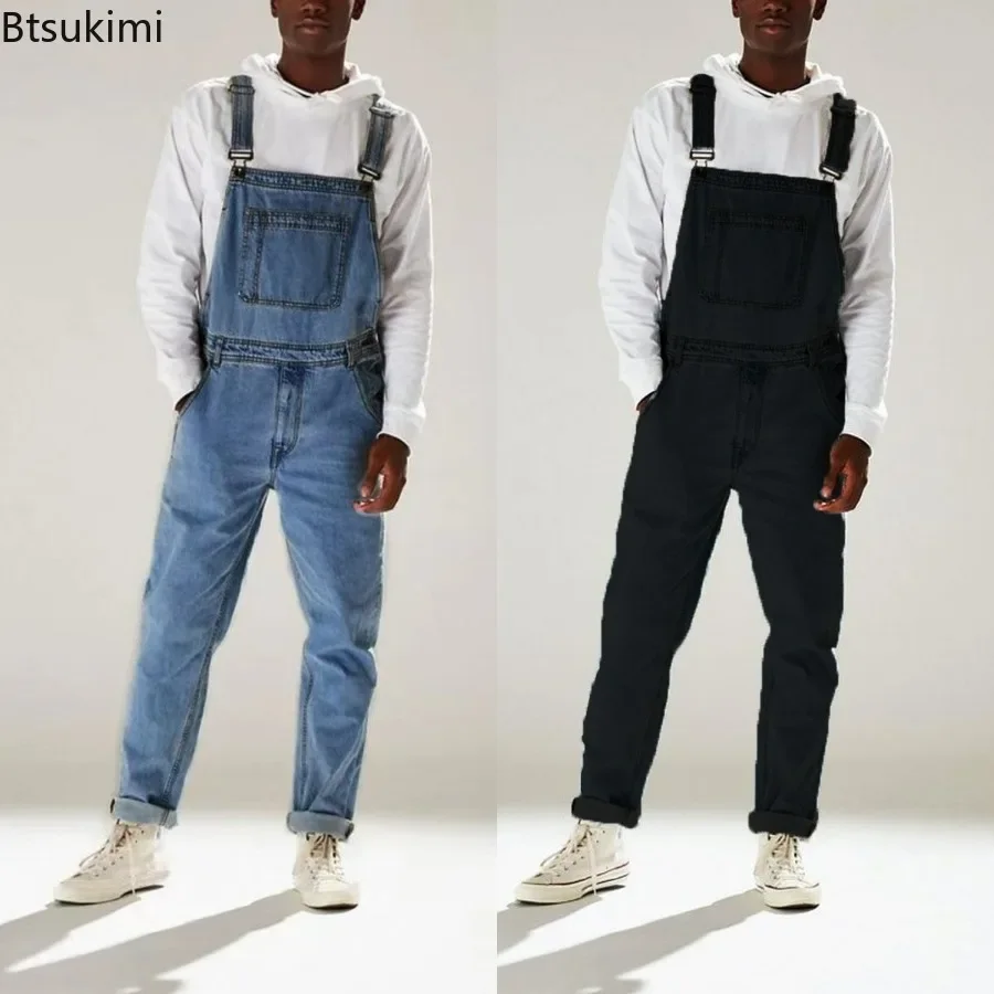 Top Trends: 2024 Men&#039;s Denim Jeans Jumpsuit Streetwear Spring Autumn Trendy Strap Pants High Waist Men&#039;s One-piece Jeans Trousers Overalls Shoppable Styles