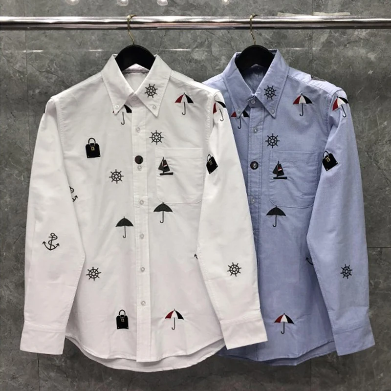 Top Trends: TB THOM Shirt Spring Autunm Fashion Brand Men&#039;s Shirt Embroidery Casual Formal Cotton Oxford Slim Fit Custom Wholesale TB Shirt Shoppable Styles