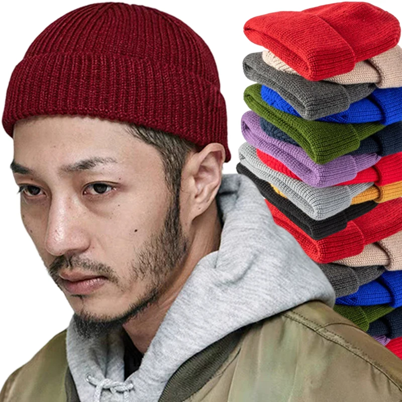 Top Trends: Solid Beanies Knitted Caps For Men Women Skullcap Ins Winter Warm Brimless Baggy Melon Cuff Bucket Hat Docker Hip Hop Skullies Shoppable Styles