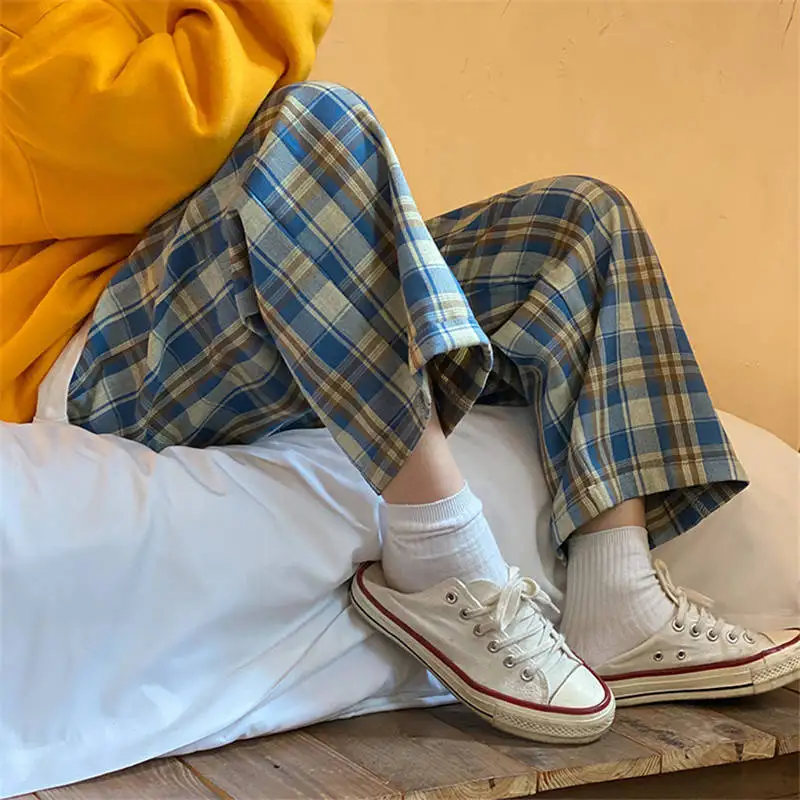 Top Trends: Summer Plaid Pants Men S-3XL Casual Straight Trousers For Male / Female Harajuku Hip-hop Pants Shoppable Styles