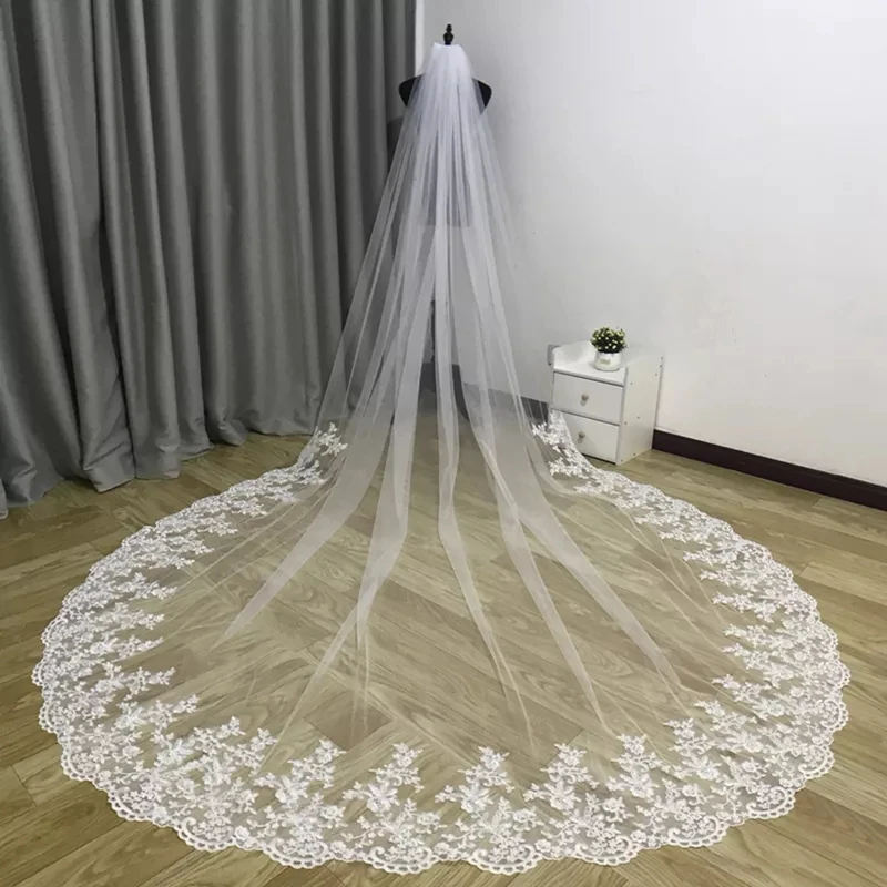 Top Trends: 3m Cathedral Wedding Bridal Lace Veil White Ivory Veil With Comb Customiz Veil 4m5m Wedding Dress Accessories Veu De Noiva Shoppable Styles