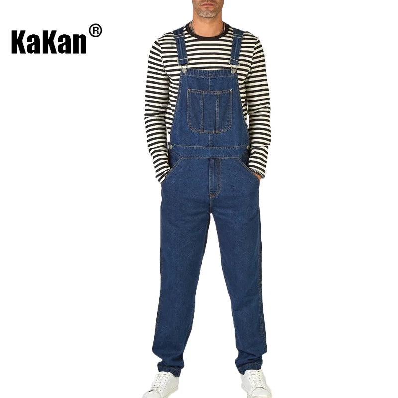 Top Trends: Kakan - New Street Trendy Men&#039;s Strap Jeans From Europe And America, Dark Blue One Piece Strap Jeans K34-777 Shoppable Styles