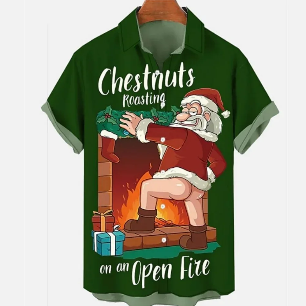 Top Trends: New Year Gift Christmas Funny Graphic Snowman Men's Shirt Santa Claus Short Sleeve Tops 3d Print Casual Beach Oversized Apparel Shoppable Styles