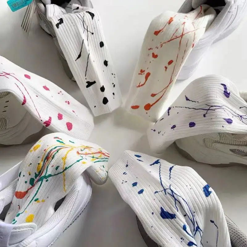 Top Trends: New Spring And Summer Couple Socks Solid Color Splash Ink Graffiti Fashion Trendy Socks Hip-Hop Skateboard Cotton Short Socks Shoppable Styles