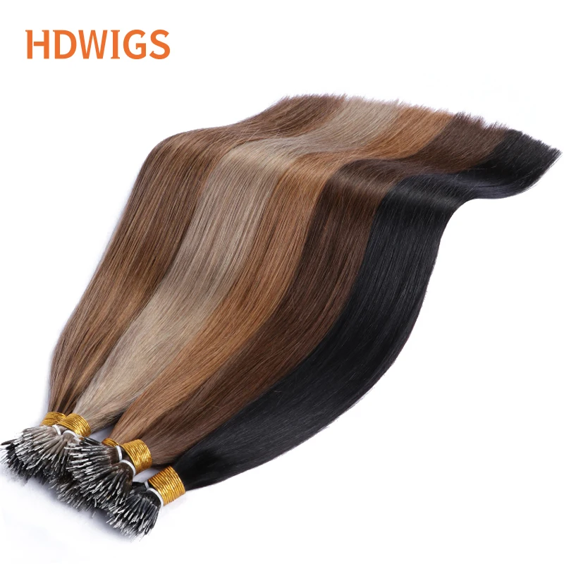 Top Trends: Straight Nano Ring Human Hair Extension 50pcs HDWIGS Brazilian Human Remy Hair Extensions Microlink Capsule Keratin Fusion Hair Shoppable Styles