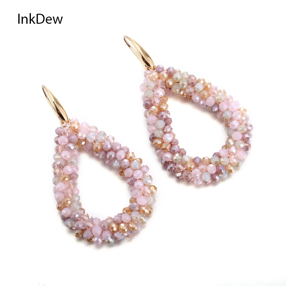 Top Trends: INKDEW Mixed Color Big Drop Earrings Colorful Bead Handmade Threading Crystal Earrings For Women Gift Water Drop Jewelry EA004 Shoppable Styles