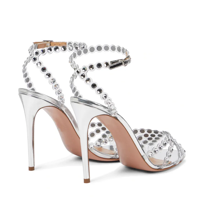 Top Trends: 2023 New Brand Sequined Crystal Women Sandals Sexy Spike High Heels Gladiator Sandals Summer Wedding Prom Shoes Sandalias Mujer Shoppable Styles - Image 2