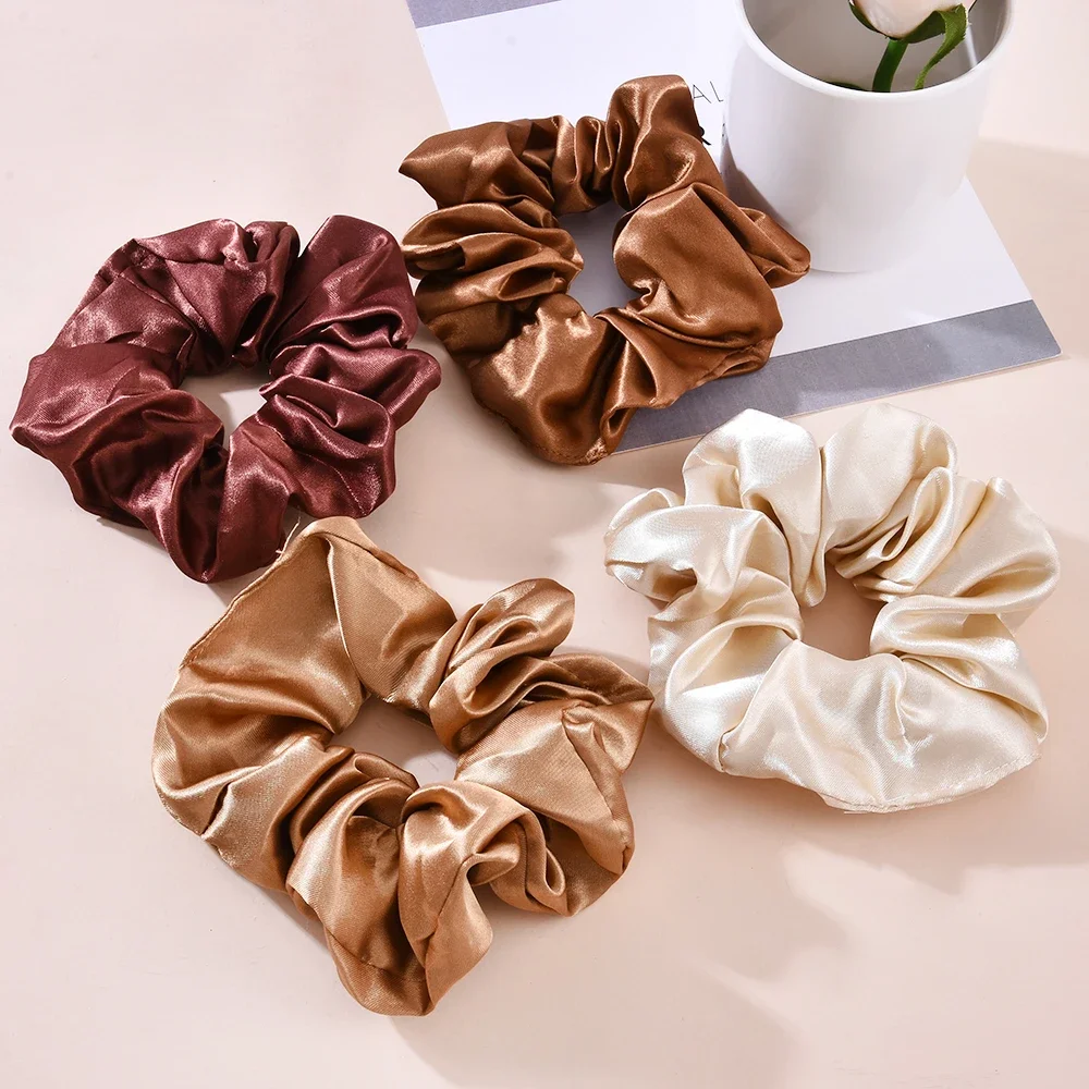 Top Trends: Women Satin Silk Hair Tie Elastic Scrunchies Ponytail Holder Hair Rope Rings New Christmas Hair Accessories Shoppable Styles