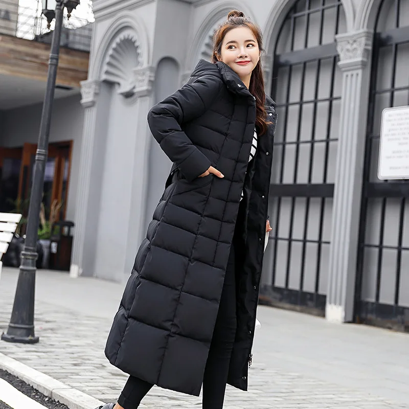 Top Trends: 6 Colors Women Long Coats Parka Winter Female Casual Solid Color Zipper Pocket Cotton Padded Warm Hooded Maxi Puffer Coat Jacket Shoppable Styles