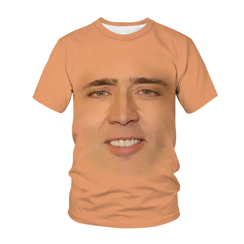 Top Trends: Summer Men Fun 3d Printed T-Shirt Nicolas Cage Face Street Trend Personality Funny Loose Fashion Casual Plus Size Top Clothing Shoppable Styles