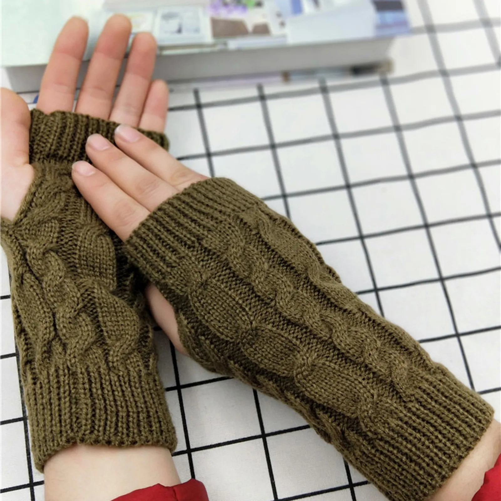 Top Trends: Women Long Fingerless Gloves Knitted Mittens Winter Arm Warmer Punk Gothic Ribbed Y2K Girls Solid Color Gloves Arm Sleeves Shoppable Styles - Image 3