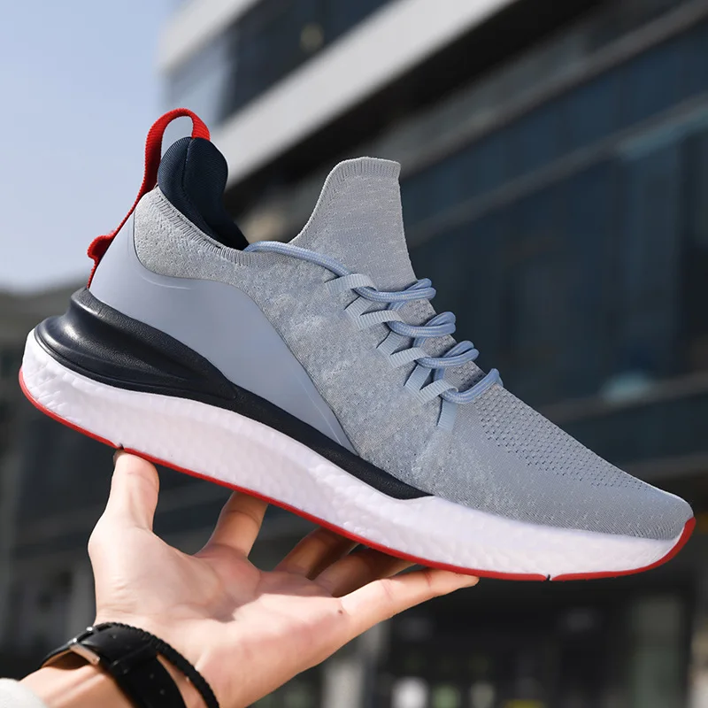 Top Trends: Men's Sneakers Outdoor Sports Comfortable Breathable Fishbone System Upper 4D Fly Knitting Non-slip Men Running Jogging Shoes Shoppable Styles