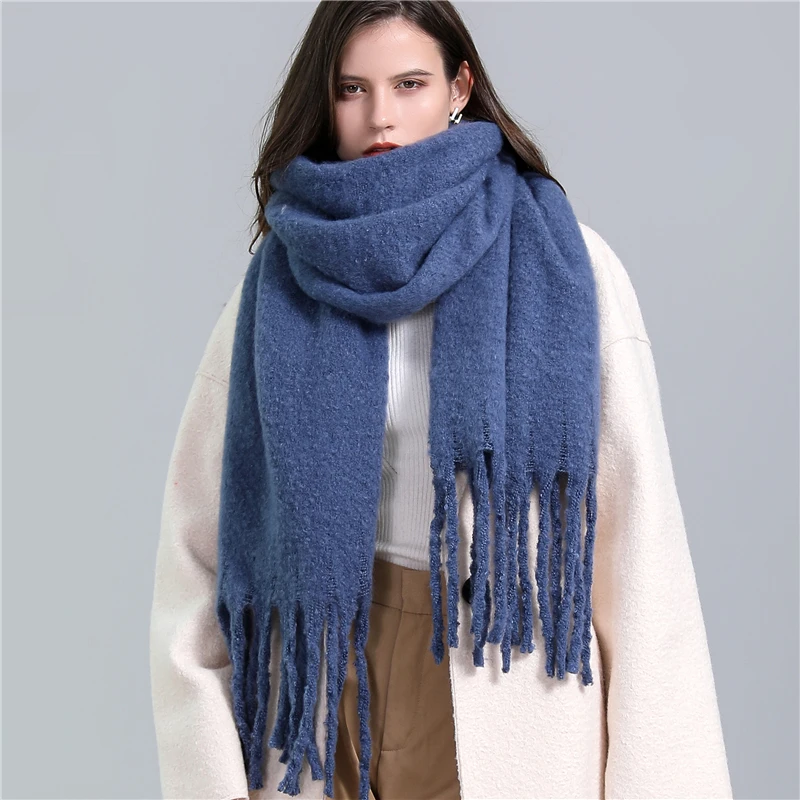 Top Trends: Winter Scarf Women Cashmere Warm Pashmina Solid Female Scarves Wraps Thick Soft Bufanda Big Tassels Shawl Long Stole Shoppable Styles