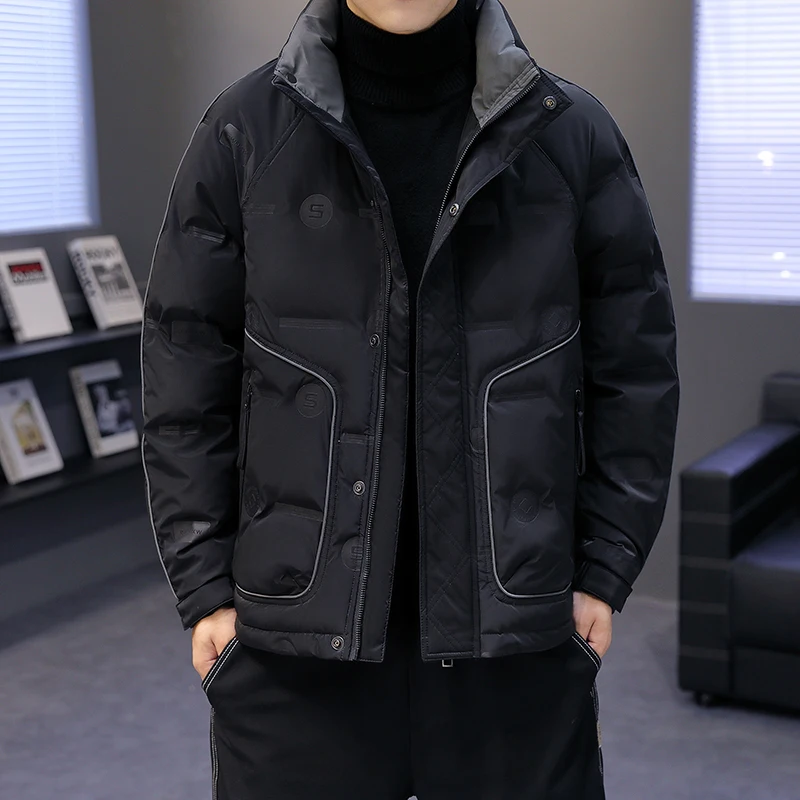 Top Trends: Casual Autumn Winter Men's Loose Duck Down Jackets Casual Solid Color Warm Short Puffer Coats Outwear Thick Parkas Tops Clothing Shoppable Styles