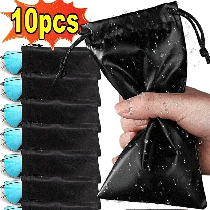 Top Trends: 1-10PCS Waterproof Sunglasses Storage Bag Microfiber Storage Pouch Portable Glasses Drawstring Handbag Black Sleeve Container Shoppable Styles