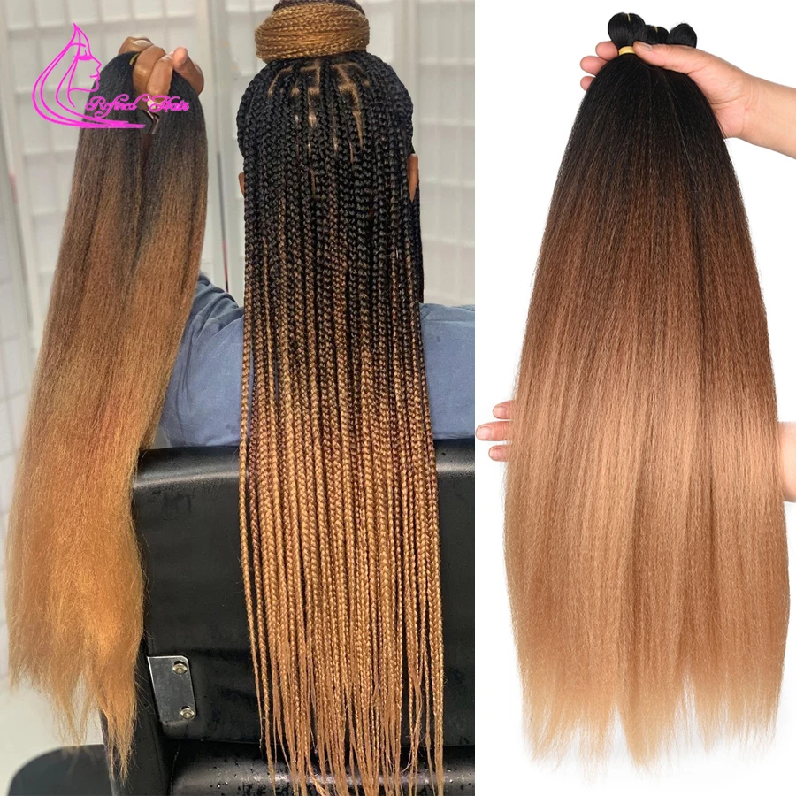 Top Trends: Easy Braiding Hair 26 Inch Long Jumbo Braids Yaki Straight Crochet Synthetic Ombre Hair Extensions Low Temperature Fiber 90g / Pc Shoppable Styles