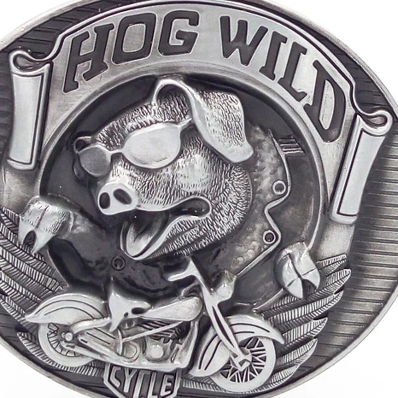 Top Trends: Cheapify Dropshipping Western Metal Hog Wild Motorcycle Funny Man Belt Buckle 40mm Shoppable Styles - Image 5