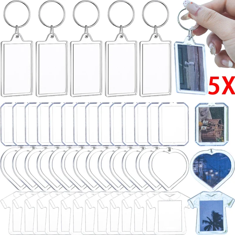 Top Trends: 5 / 3 / 1Pcs Creative Transparent Insert Photo Keychain DIY Split Ring Key Ring Personalized Clear Acrylic Picture Frame Couple Gift Shoppable Styles