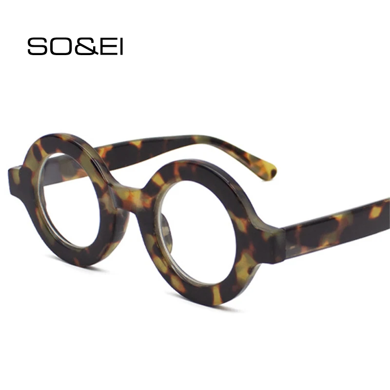 Top Trends: SO&EI Retro Round Women Glasses Frame Fashion Leopard Champagne Eyewear Clear Anti-Blu-Ray Men Optical Frame Computer Goggles Shoppable Styles