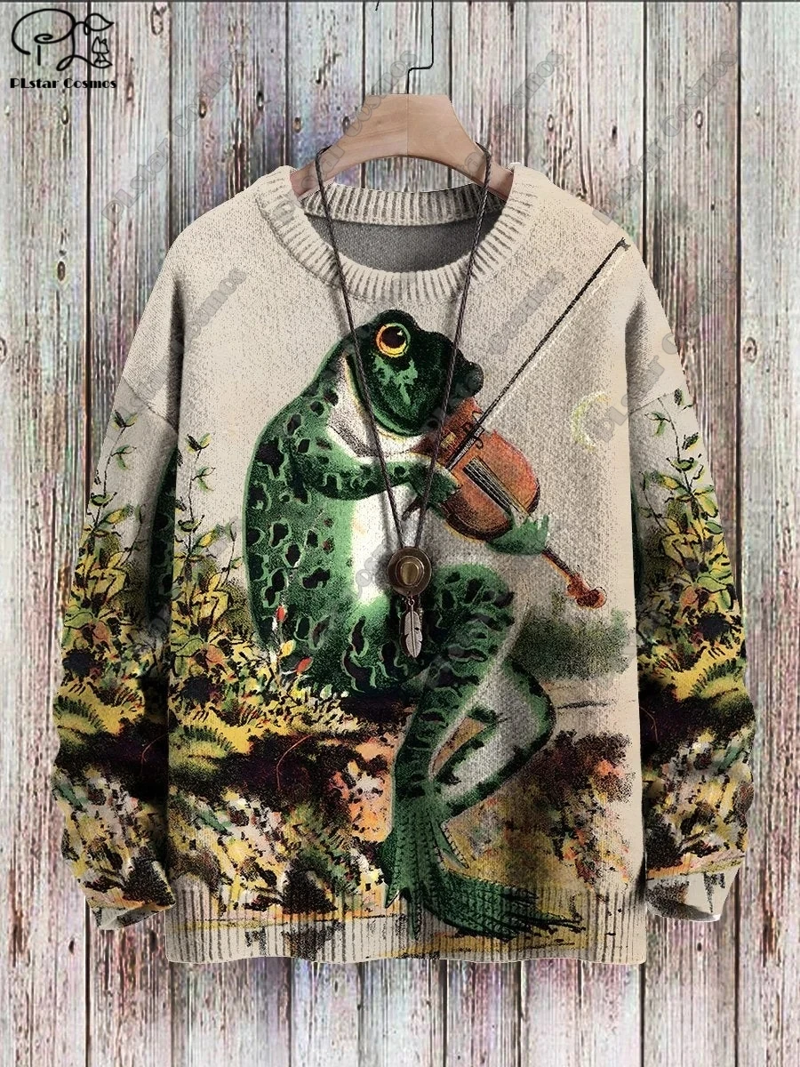 Top Trends: PLstar Cosmos New 3D Printed Animal Series Frog Musician Ugly Sweater Street Casual Winter Sweater Shoppable Styles