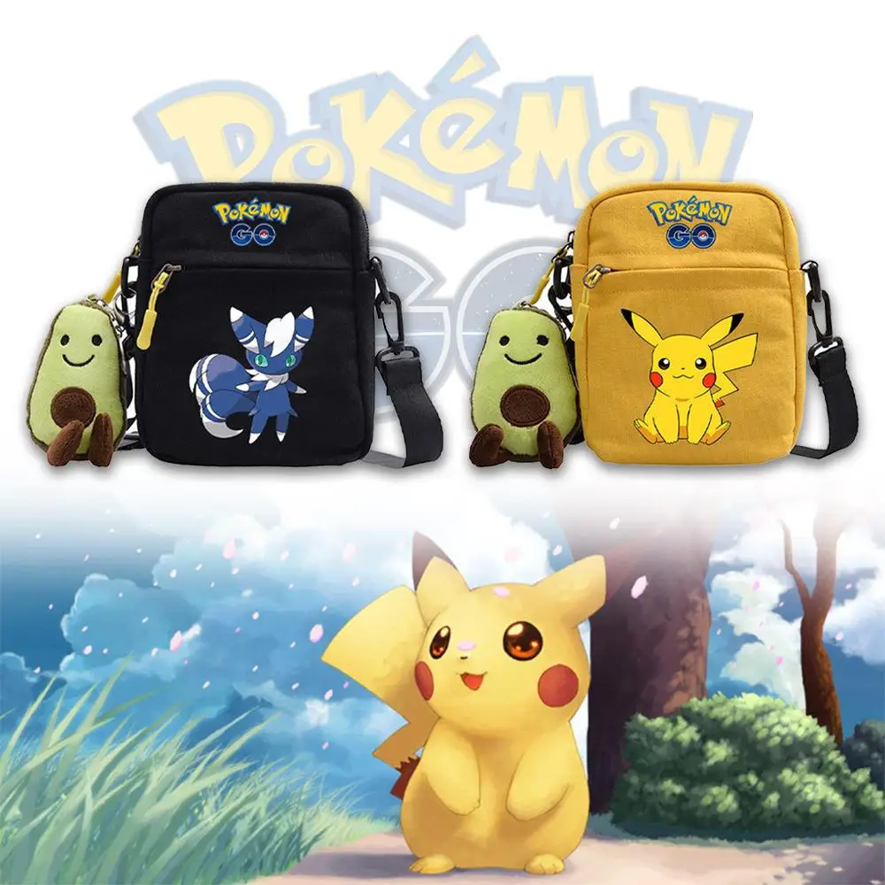 Top Trends: Pokemon Original Cartoon Canvas Bag Pikachu Eevee Charmander Gengar Anime Shoulder Bags Print Square Bag Children Birthday Gifts Shoppable Styles