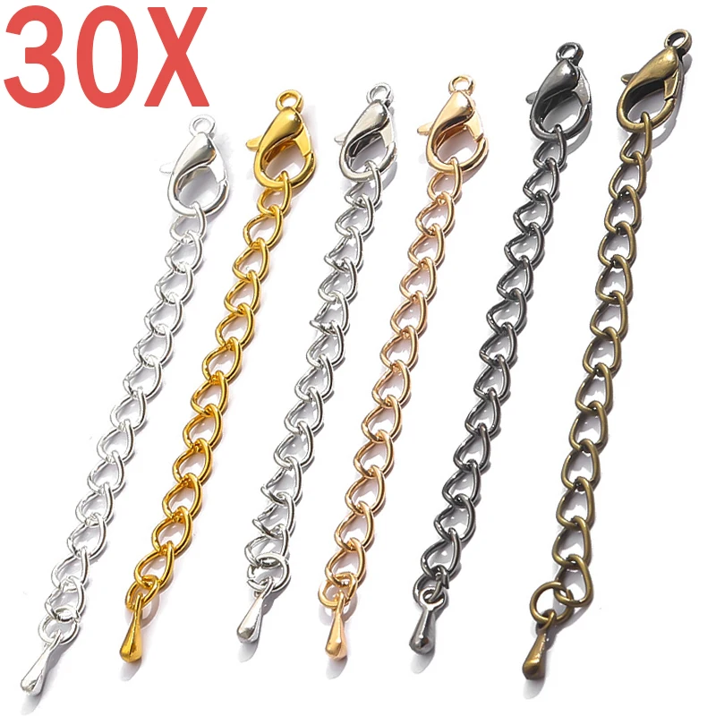 Top Trends: 5-30PCS Golden Metal Necklace Extension Chain Adjust Bracelet Extended Lobster Buckle Chains Tail Extender DIY Jewelry Making Shoppable Styles