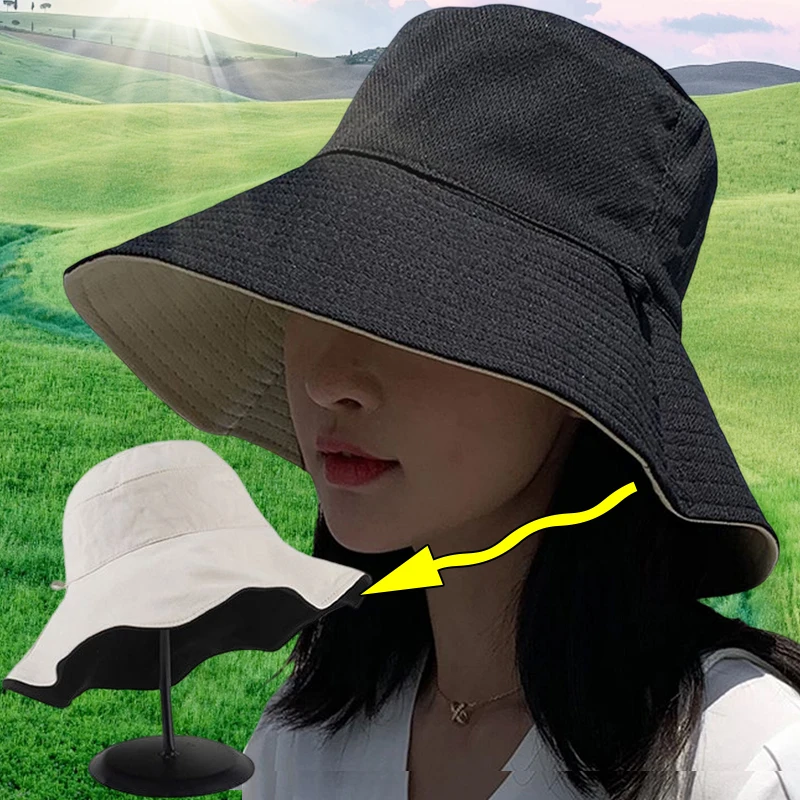 Top Trends: Double-sided Foldable Bucket Hat For Women Girls Summer Sun Hat Visor Fisherman Cap Anti-UV Wide Brim Sunscreen Hats Caps Gorra Shoppable Styles