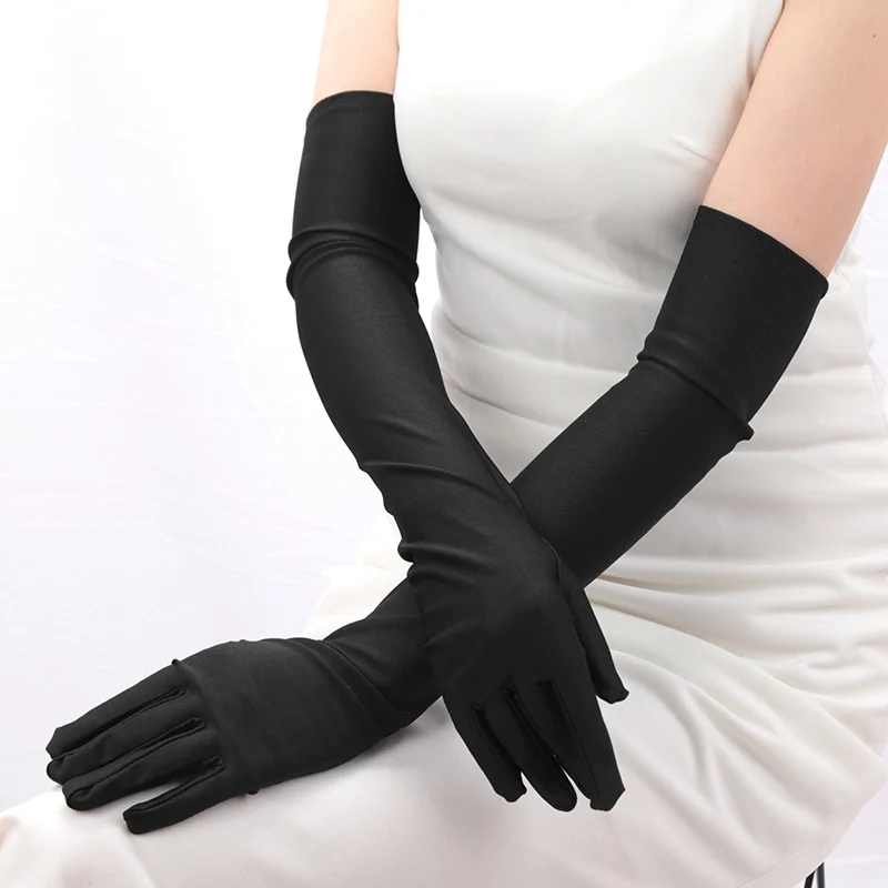 Top Trends: Women Long Finger Elbow Sun Protection Gloves Opera Evening Party Prom Costume Adult Fashion Accessories Black Red White Mittens Shoppable Styles