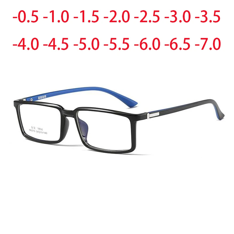 Top Trends: TR90 Men Women Squared Computer Glasses Anti Blue Light Prescription Finished Myopia Eyewear -0.5 -1 -1.5 -2 -3 -4 -5 -6 -6.5 -7 Shoppable Styles