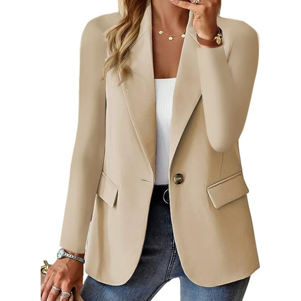 Top Trends: Office Elegant Blazer For Women 2023 Autumn Casual Solid Long Sleeve A Buckle Pocket Slim New In Outerwears Blazer Mujer Shoppable Styles