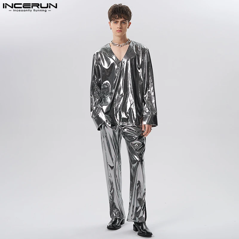 Top Trends: Casual Fashion Style Men&#039;s Sets INCERUN Solid Long Sleeved Shirts Long Pants Handsom Well Fitting Male Flash Suit 2 Pieces S-5XL Shoppable Styles