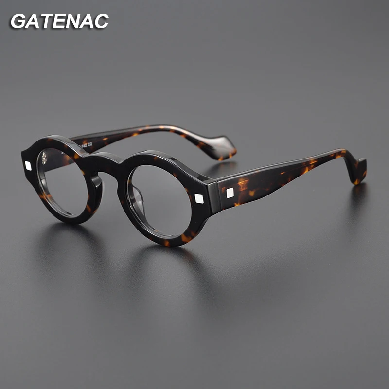 Top Trends: Vintage Acetate Glasses Frame Men Round Prescription Myopia Optical Eyeglasses Frame Women Retro 2023 Luxury Designer Spectacles Shoppable Styles