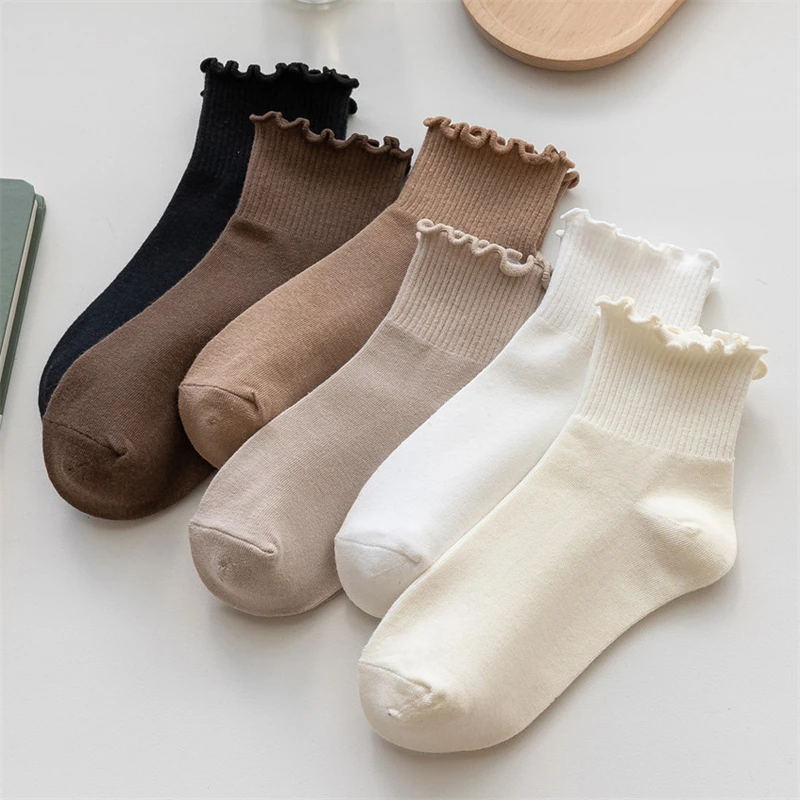 Top Trends: Cute Socks For Women New Spring Summer Japanese Style Breathable Girls Short Socks Kawaii Solid Socks Frilly Ruffle Socks Casual Shoppable Styles