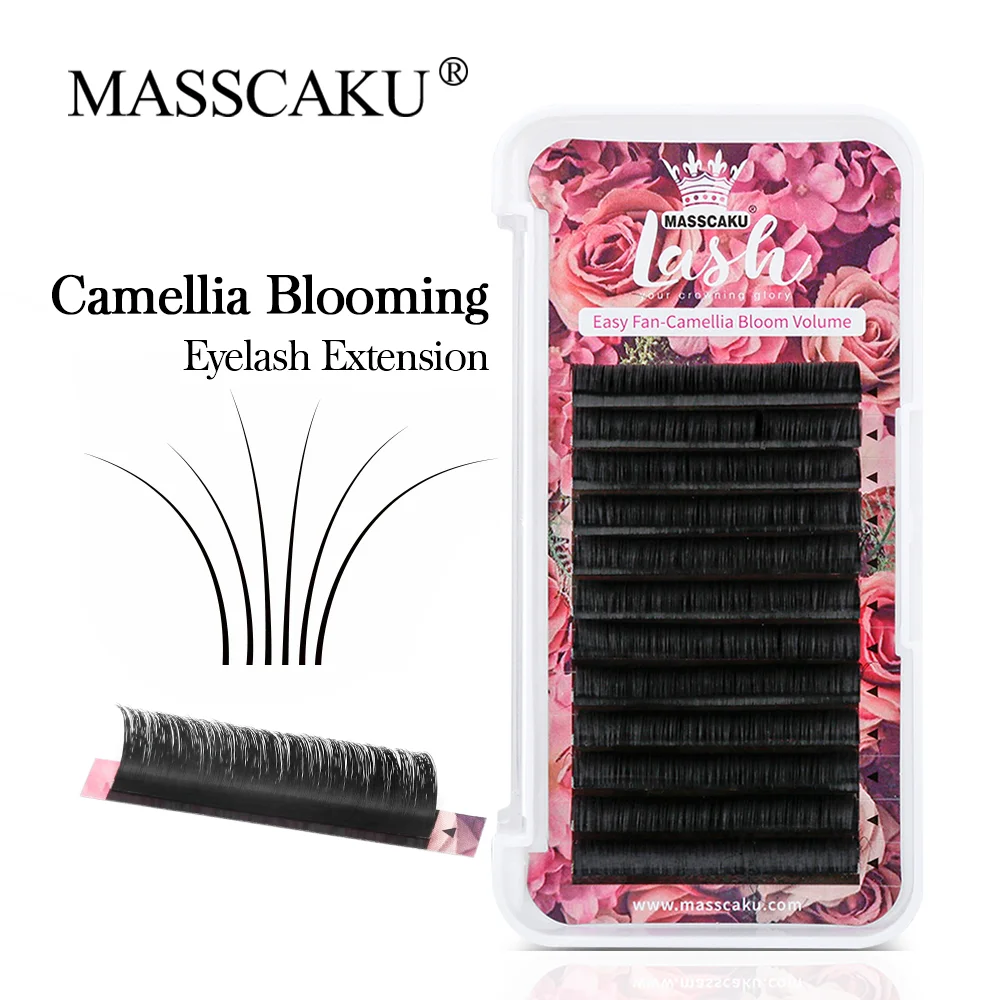 Top Trends: MASSCAKU Easy Fanning Lashes Fast Bloom Automatic Flowering Russian Volume Eyelash Natural Faux Mink Eyelashes Extension Shoppable Styles