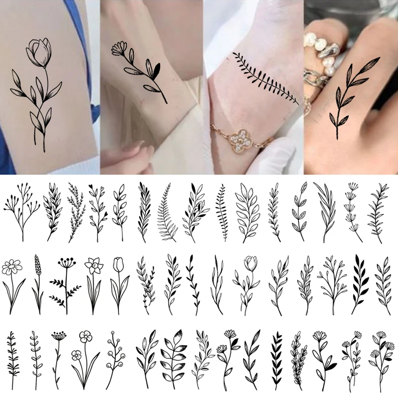 Top Trends: Fashion Waterproof Fake Tattoo Sticker Various Easy To Use Temporary Tattoos Black And White Flowers Leaft Tattoo DIY Body Art Shoppable Styles