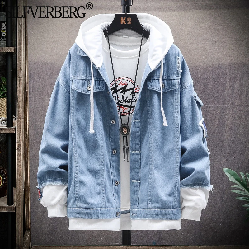 Top Trends: Denim Jacket Mens Hooded Slim Fit Casual Streetwear Jean Jackets Long Sleeve Trendy Outerwear Autumn Winter Jacket Coat For Men Shoppable Styles