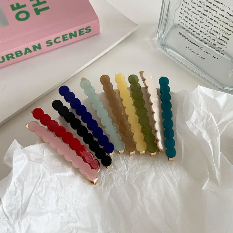 Top Trends: New Cute Acetate Hair Clip Wave Shape Barrettes Plain Color Bang Side Pin Hairpin Geometric Bobby Pins Women Hair Accessories Shoppable Styles