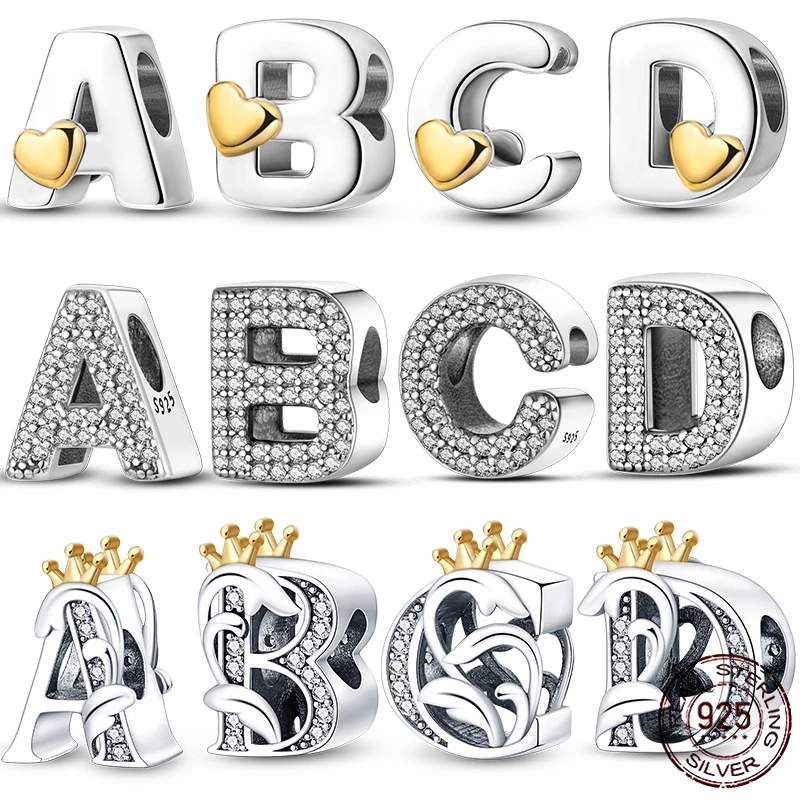 Top Trends: 100% 925 Sterling Silver Letter Series Charm Beads Suitable For Pandora 925 Original Bracelets, Popular Jewelry Gifts For Women Shoppable Styles