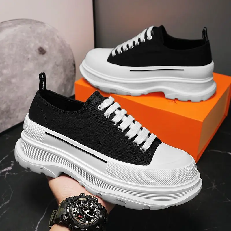 Top Trends: Men&#039;s Canvas Summer Breathable Platform Increased Muffin Sneakers 2022 New Autumn Cloth Casual Dad Trendy Shoes Shoppable Styles