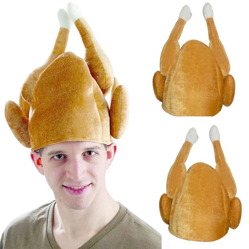 Top Trends: Turkey Thanksgiving Hat Novelty Cooked Chicken Bird Secret Santa Fancy Dress Funny Adults Hat Festival Costume Caps New Arrivals Shoppable Styles