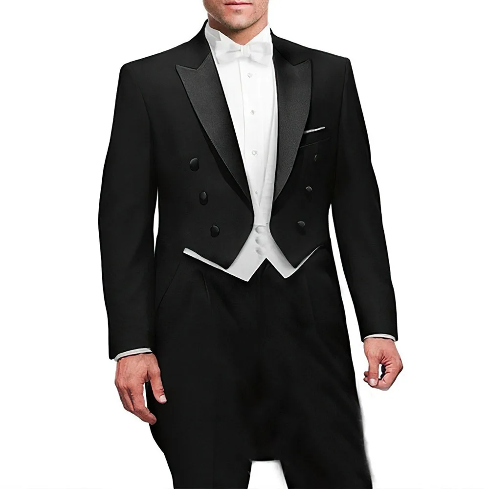 Top Trends: New Italian Tailcoat Design Men Suits For Wedding Prom (Jacket+ Pants+ Vest) Elegant Terno Men Suit Set Groomsmen Groom Tuxedos Shoppable Styles