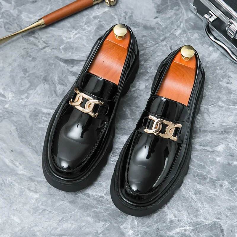 Top Trends: New Black Loafers Men Patent Leather Shoes Breathable Slip-On Solid Casual Shoes Handmade Men Dress Shoes Shoppable Styles