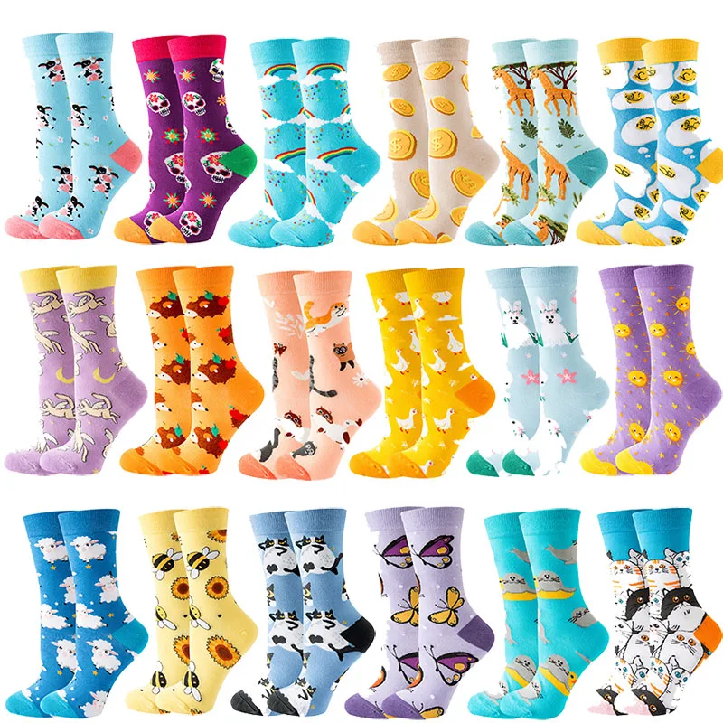 Top Trends: Autumn And Winter New Couple Cotton Socks, Animal Mid Tube Socks, Food Personalized Trendy Socks Shoppable Styles