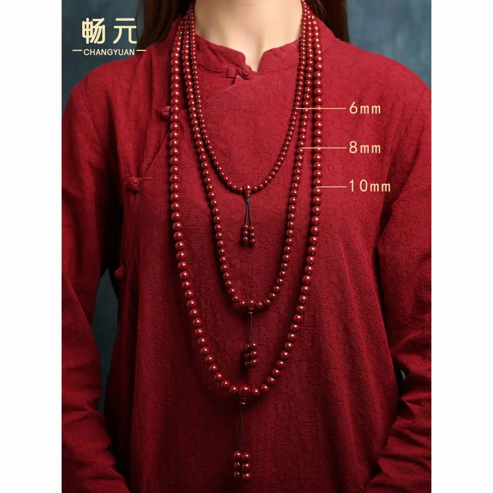 Top Trends: UMQ Natural Cinnabar 108Pcs Circle Bracelet Buddha Beads Six-character Truth Necklace Chanting Sutras HandString Prayer Jewelry Shoppable Styles