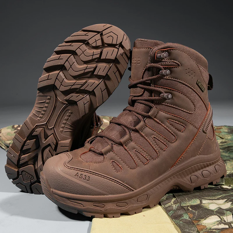 Top Trends: Brown Outdoor Training Military Boots Men Waterproof Non-slip Men&#039;s Tactical Boots Comfortable Hiking Boots Man Plus Size 47 Shoppable Styles