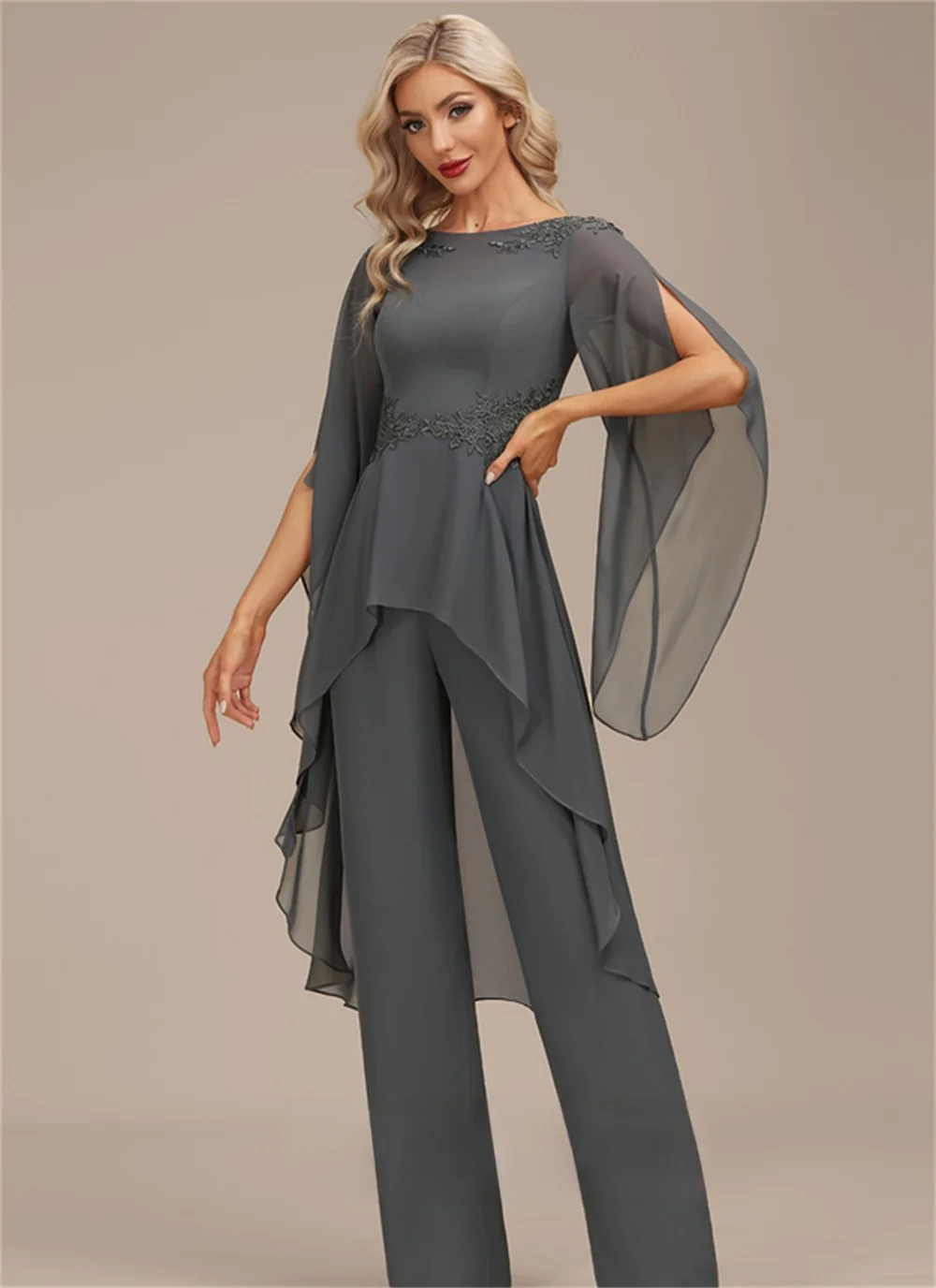 Top Trends: Jumpsuit / Pantsuit Separates Boat Neck Floor-Length 2022Train Applique Ladies Ruched Formal Prom Evening Party Dress Short Sleeve Shoppable Styles