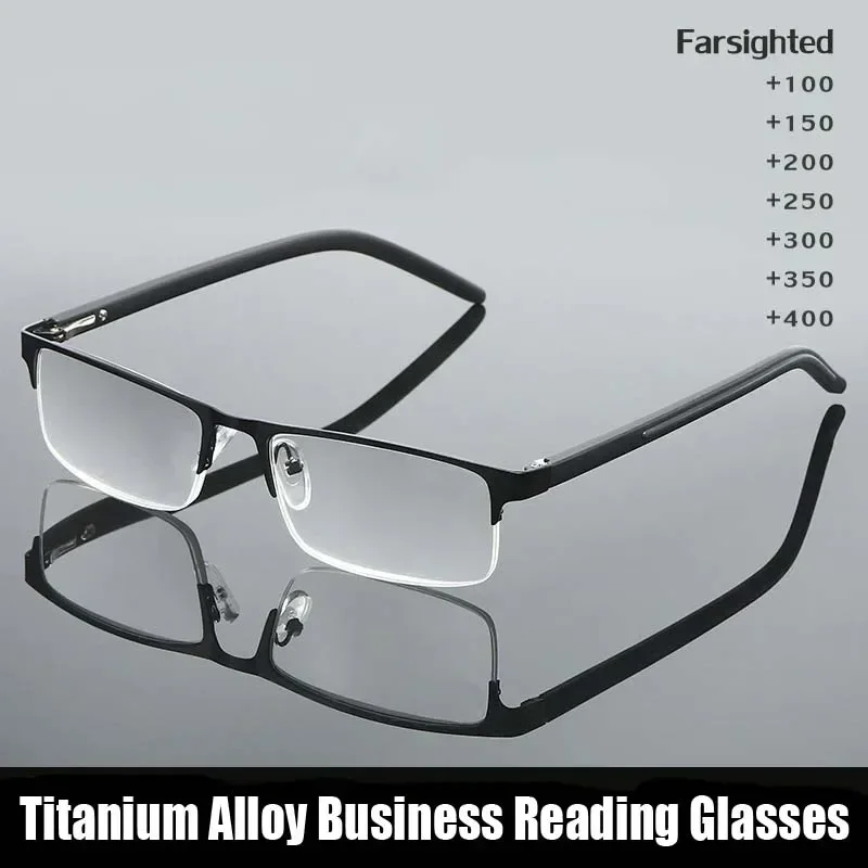 Top Trends: Titanium Alloy Business Reading Glasses Non Spherical 12 Layer Coated Plus Lenses Men Farsighted Eyeglasses + 1.0 + 2.0 + 3.0 + 4.0 Shoppable Styles