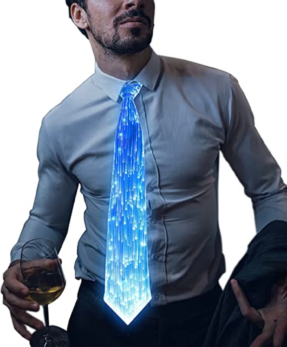 Top Trends: LUMISONATA LED Light Up Neck Tie, USB Rechargeable Glow Necktie, Optical Fiber Luminous Novelty For Festival Rave Party Christmas Shoppable Styles