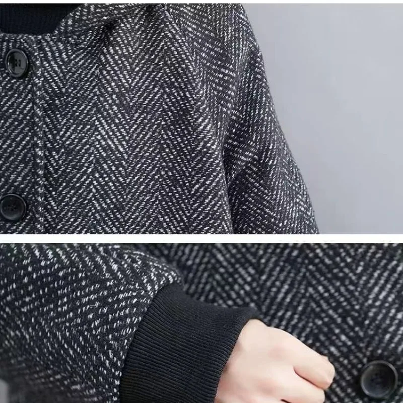 Top Trends: Women's Autumn Winter Fashion Solid Color Hooded Panel Button Pocket Korean Long Sleeve Loose Medium Length Plush Thickened Coat Shoppable Styles - Image 5