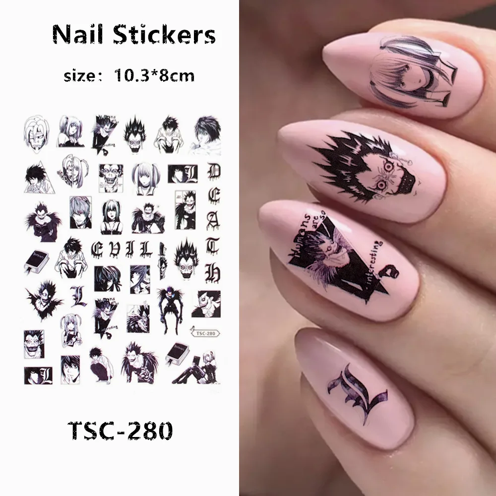 Top Trends: TSC Series TSC-181-280 Death Note 3D Back Glue Self-adhesive Nail Art Nail Sticker Decoration Tool Sliders For Nail Decals Shoppable Styles